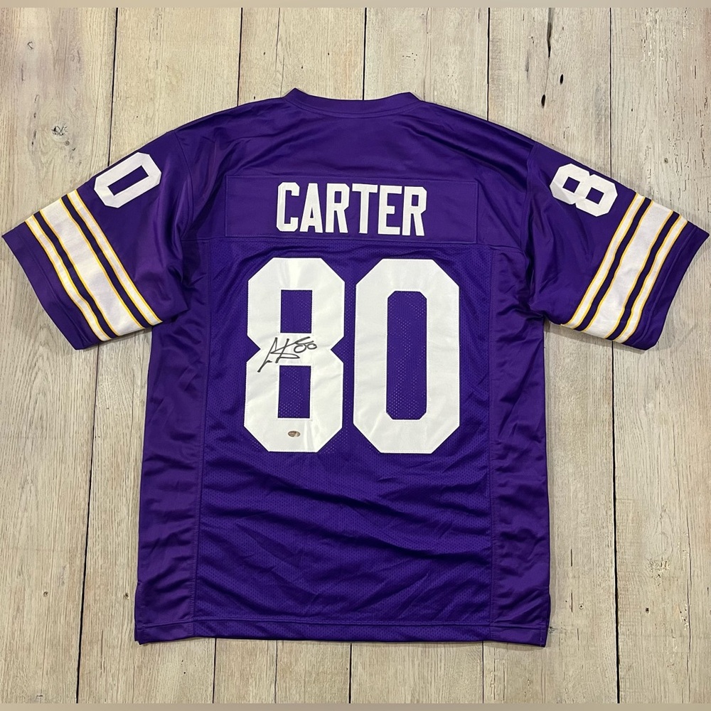 Cris Carter #80 Signed Minnesota Vikings Jersey Size XL Schwartz Sports